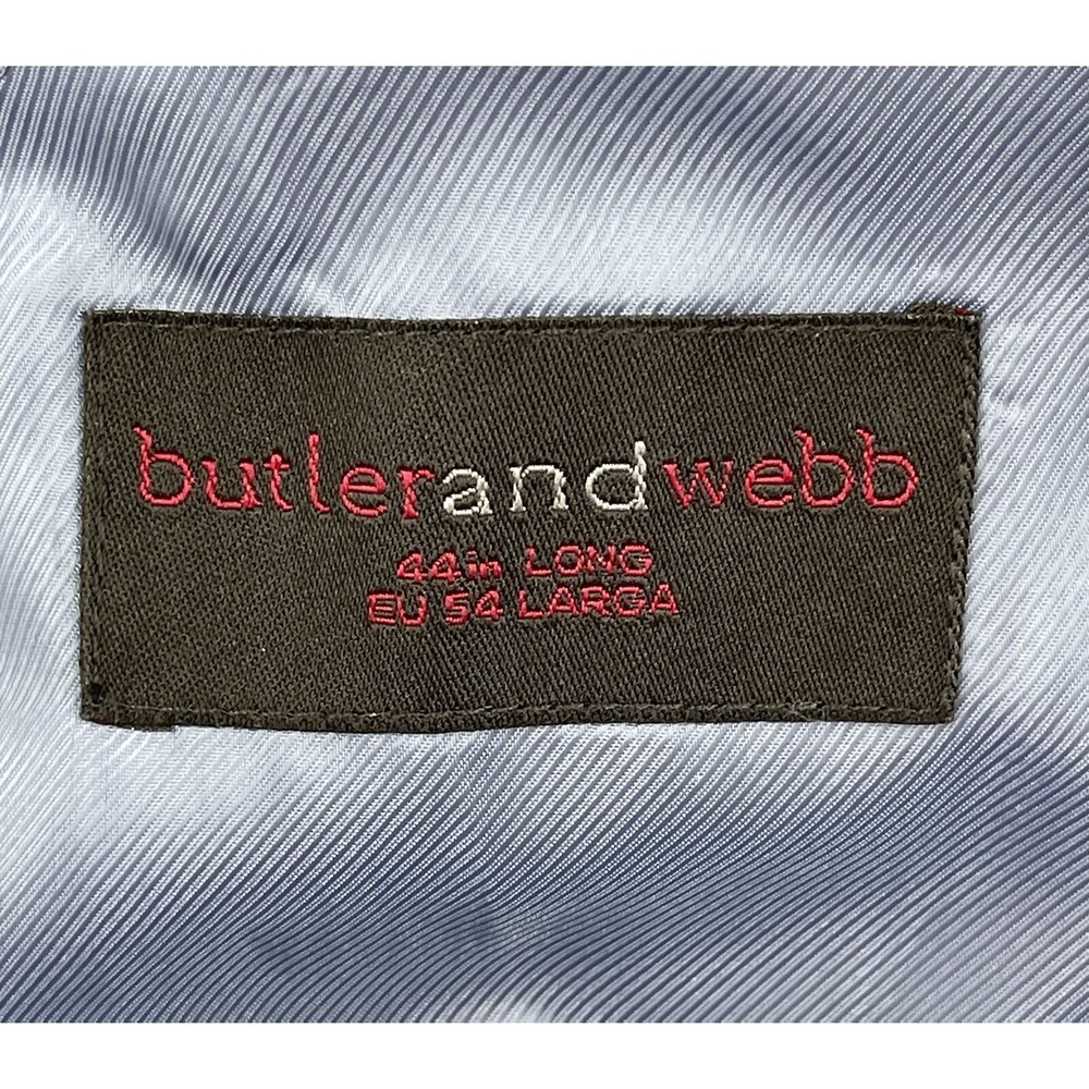 Butler and Webb Men's Suit Size 44L Grey and Blue Pin Stripe Herringbone - Picture 10 of 10